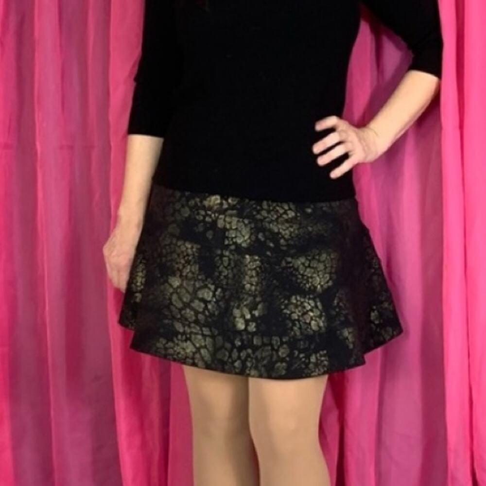 Mimi Chica‎ black and gold snakeskin fit and flare skirt, Large